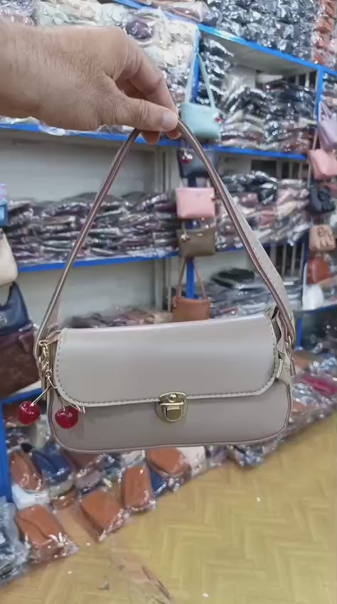 Elegant Ladies Handbag with Cherry Charm – Chic Shoulder Bag